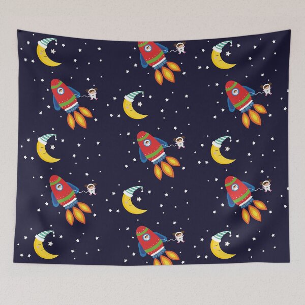 Item preview, Design of space with a rocket and two child astronauts. designed and sold by Martapp.