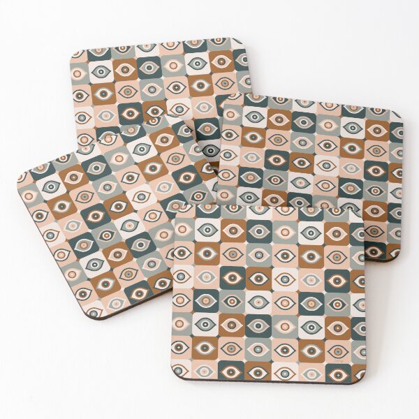 Item preview, Checkered Retro Eyes – Teal & Mint designed and sold by Cat Coquillette.