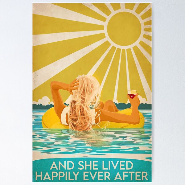 Item preview, And She Lived Happily Ever After  - Girl On Beach Drink Wine designed and sold by hippololocc.