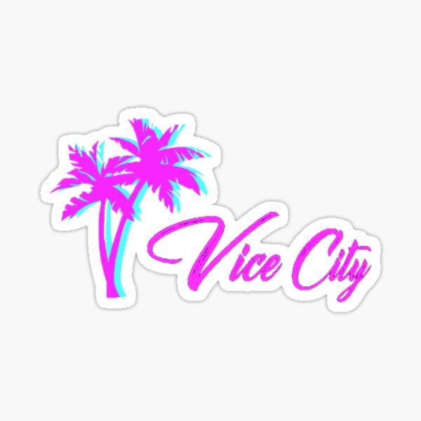 Pegatina «Vice City con palmeras estilo años 80» de Kovachh | Redbubble