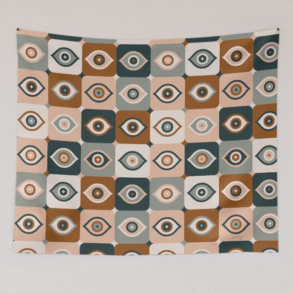 Item preview, Checkered Retro Eyes – Teal & Mint designed and sold by Cat Coquillette.