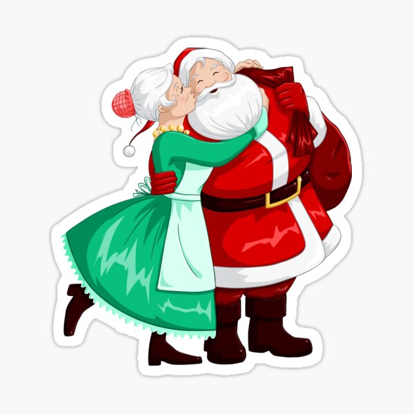 Mrs Claus Kisses Santa On Cheek And Hugs Sticker By Lironpeer Redbubble 1614