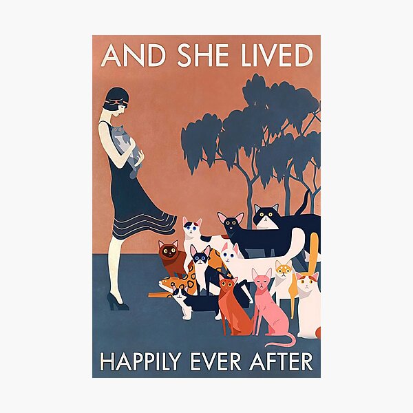 Item preview, And She Lived Happily Ever After - Graphics Girl With Cat For Ladies designed and sold by MagicatcoArt.