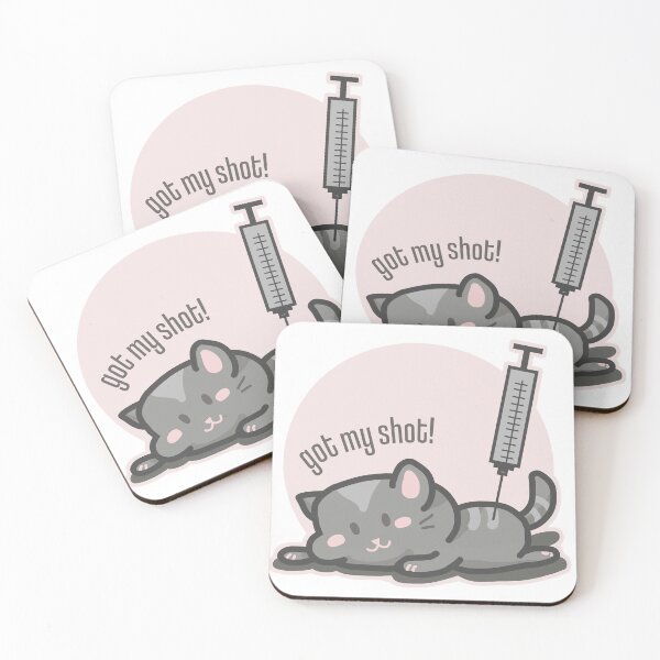 Item preview, Got My Shot Fully Vaccinated Cute Funny Cat designed and sold by AmethystShop.