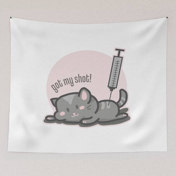 Item preview, Got My Shot Fully Vaccinated Cute Funny Cat designed and sold by AmethystShop.
