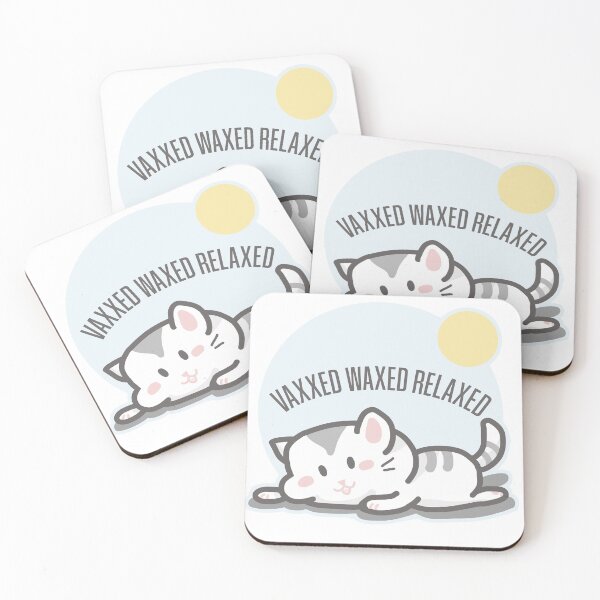 Item preview, Vaxxed Waxed Relaxed Cute Funny Summer Cat designed and sold by AmethystShop.