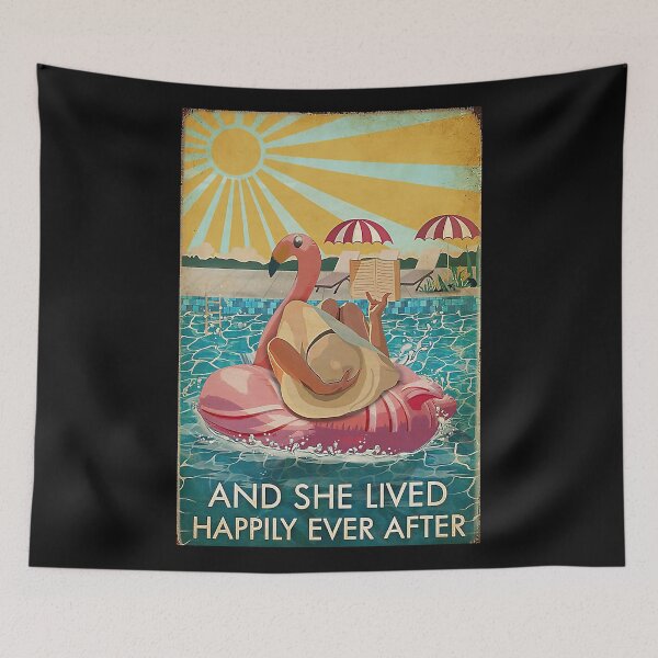 Item preview, Flamingo And She Lived Happily Ever After Book - Girl Reading Book On Beach designed and sold by Stewar-ArtCool.