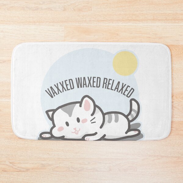 Item preview, Vaxxed Waxed Relaxed Cute Funny Summer Cat designed and sold by AmethystShop.