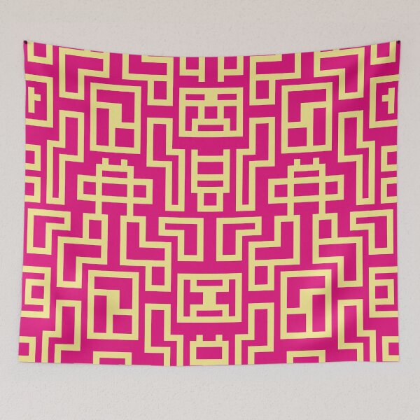 Item preview, Pink & Cream "Moon Map" Abstract Geometric Pixel Art Pattern designed and sold by LizardGlow.