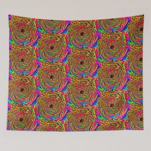 Item preview, trippy swirls surrounding red moon designed and sold by FACELESS MONKEY.