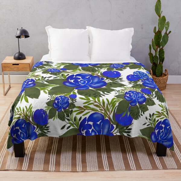 Item preview, Floral Fancies Bold Floral Print in Vibrant Blue designed and sold by OByD.