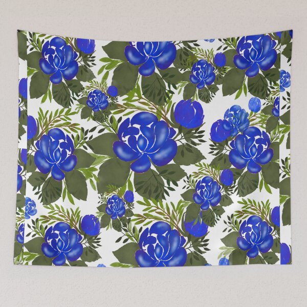 Item preview, Floral Fancies Bold Floral Print in Vibrant Blue designed and sold by OByD.