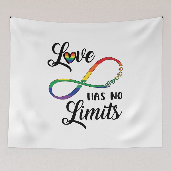Item preview, Gay Pride Love Has No Limits Saying / Infinity LGBTQ Flag design designed and sold by CreatedByHeidi.
