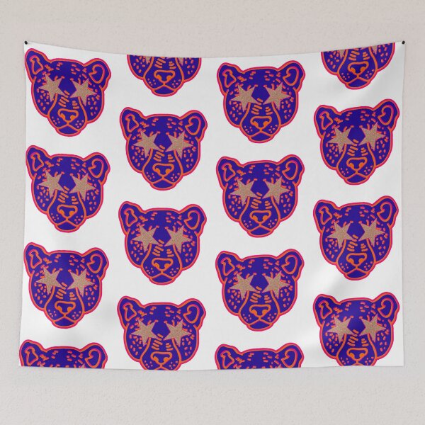 Item preview, star eye cheetah - navy and orange designed and sold by Julia Santos.