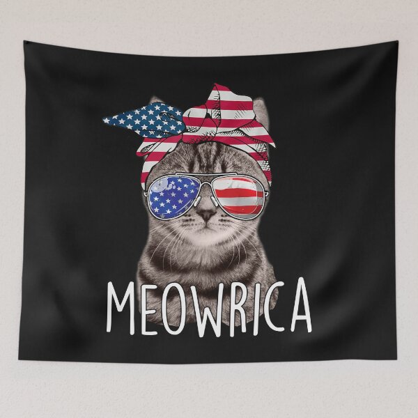 Item preview, 4th of July Funny Cat Meowica  designed and sold by ImrulAhsan.