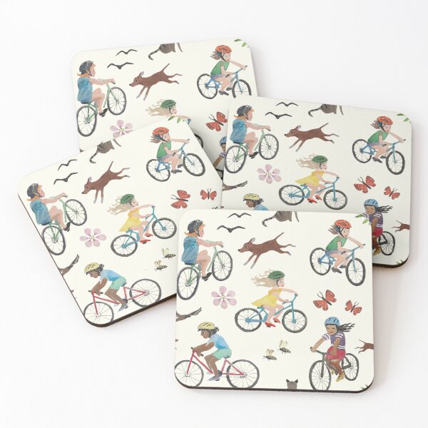 Item preview, kids bike bicycle surface pattern watercolour designed and sold by Leanne  Nowell.