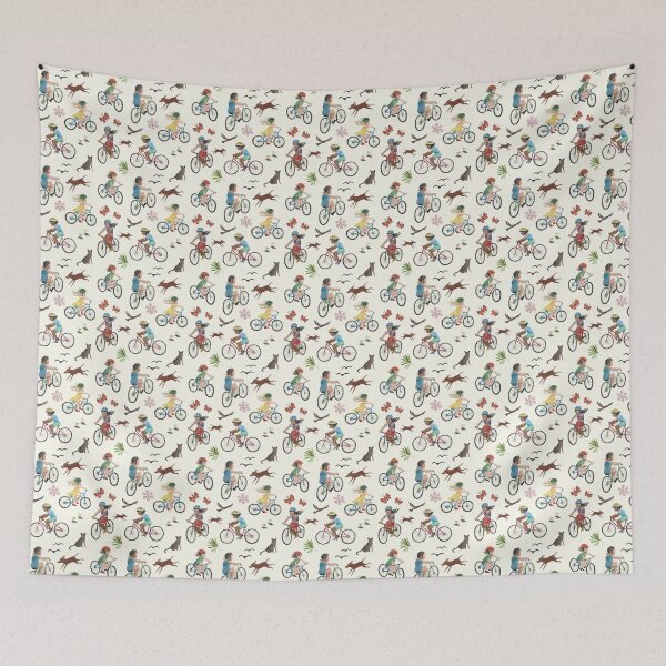 Item preview, kids bike bicycle surface pattern watercolour designed and sold by Leanne  Nowell.