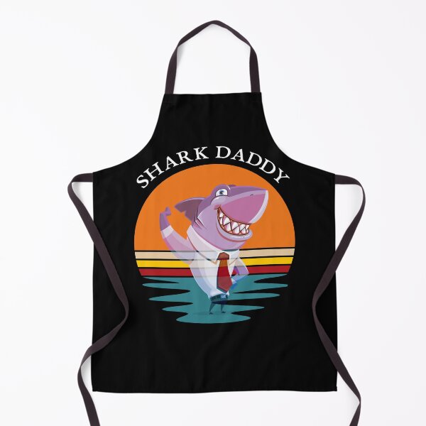 Item preview, Shark Daddy Retro Sunset Smiling Shark Black designed and sold by KeysTreasures.