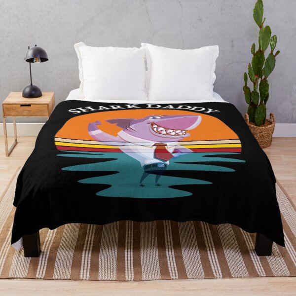 Item preview, Shark Daddy Retro Sunset Smiling Shark Black designed and sold by KeysTreasures.
