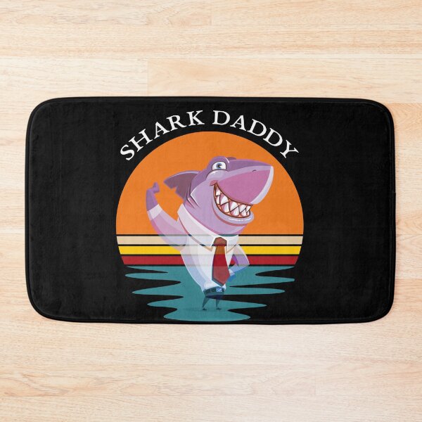 Item preview, Shark Daddy Retro Sunset Smiling Shark Black designed and sold by KeysTreasures.