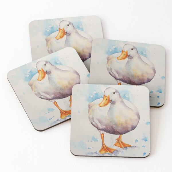 Item preview, Curious Duck White - Unique pen & ink drawing, watercolour portray  designed and sold by taherismail.