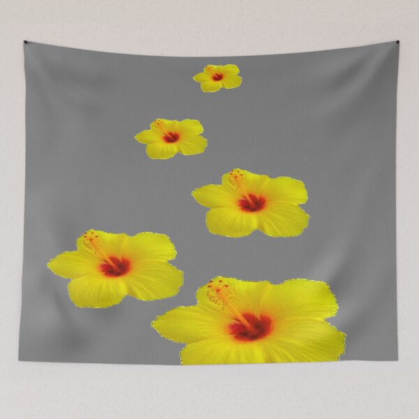 Item preview, TROPICAL YELLOW HIBISCUS FLOWERS GREY ART designed and sold by sharlesart.