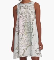 Vintage Karte von Irland (1766) A-Linien Kleid
