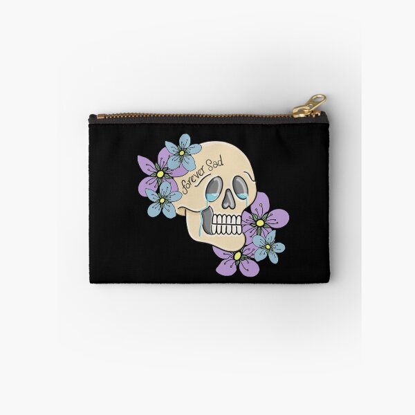 Item preview, Traditional Skull, Crying Skull, Purple and Blue Flowers, Floral Skull designed and sold by 10pmCreations.