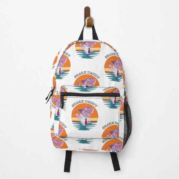 Item preview, Shark Daddy Retro Sunset Smiling Shark White designed and sold by KeysTreasures.