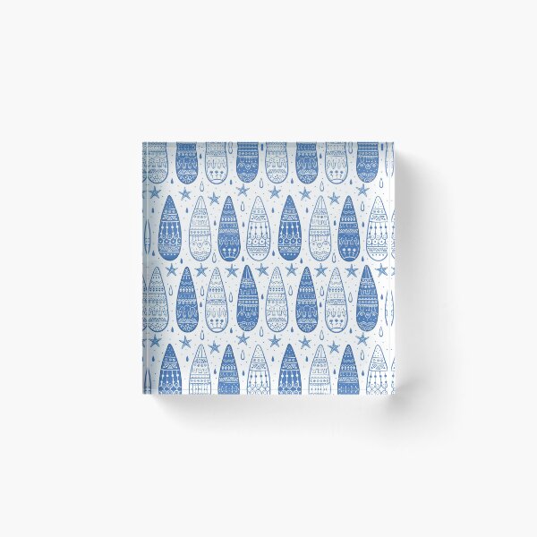 Item preview, Ornamental water drops and starfish seamless pattern on white background for shower curtain. Doodle style vector illustration designed and sold by Olgus.