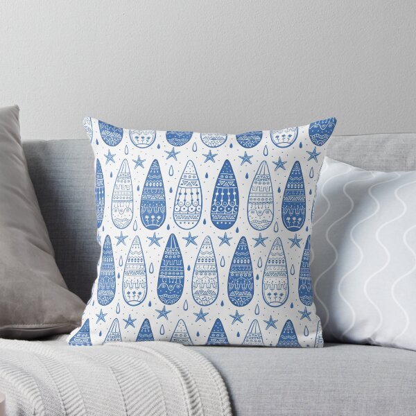 Item preview, Ornamental water drops and starfish seamless pattern on white background for shower curtain. Doodle style vector illustration designed and sold by Olgus.