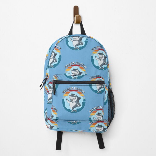 Item preview, Shark Daddy Retro Sunset Smiling Shark Blue designed and sold by KeysTreasures.