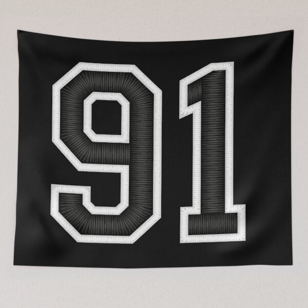 Item preview, 91 Black Jersey Sports Number ninety-one Football 91 designed and sold by elhefe.