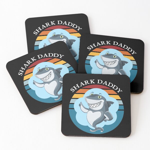 Item preview, Shark Daddy Retro Sunset Smiling Shark Black designed and sold by KeysTreasures.