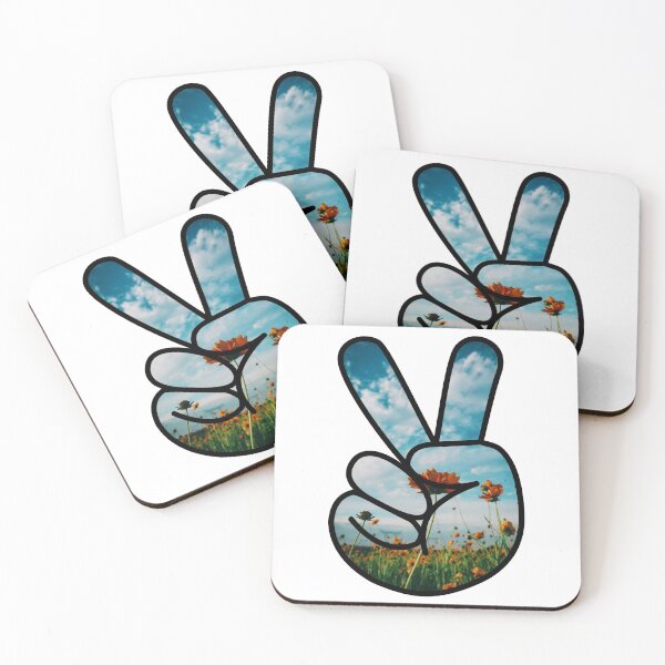 Item preview, Peace Sign Hand with Field of Flowers designed and sold by BuzzySpaceBee.