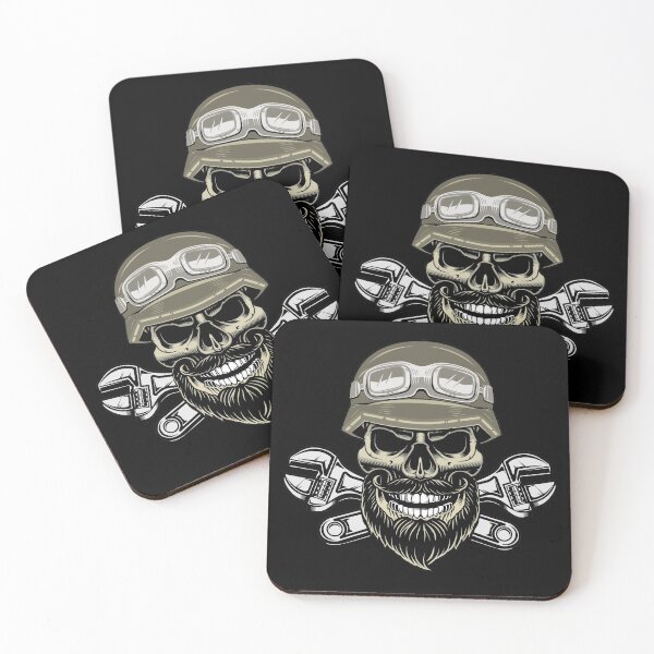 Item preview, Motorcycle beard skull designed and sold by 1001karte.