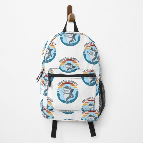 Item preview, Shark Daddy Retro Sunset Smiling Shark White designed and sold by KeysTreasures.