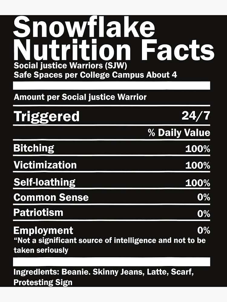 "Snowflake Nutrition Facts " Poster for Sale by sebrinaschell Redbubble