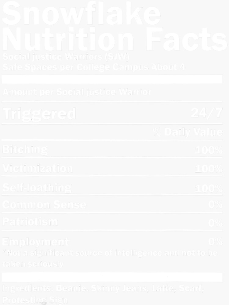 "Snowflake Nutrition Facts " Sticker for Sale by sebrinaschell Redbubble