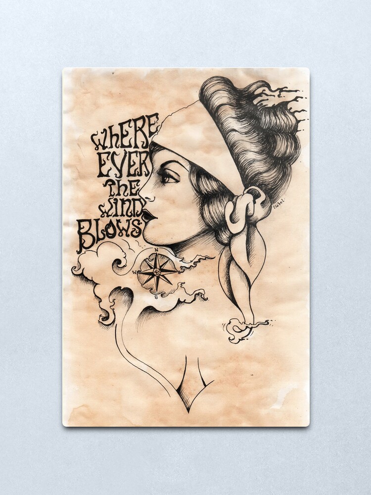 Alternate view of Gypsy- vintage tattoo style Metal Print