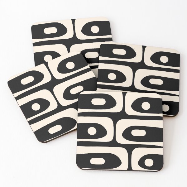Item preview, Mid Century Modern Piquet Abstract Pattern Black and Almond Cream designed and sold by kierkegaard.