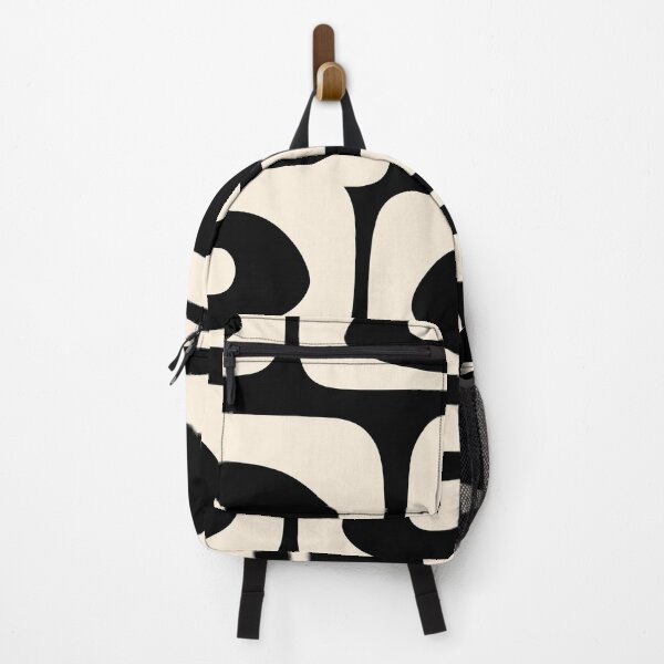 Item preview, Mid Century Modern Piquet Abstract Pattern Black and Almond Cream designed and sold by kierkegaard.