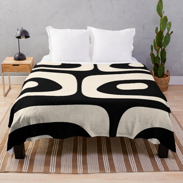 Item preview, Mid Century Modern Piquet Abstract Pattern Black and Almond Cream designed and sold by kierkegaard.