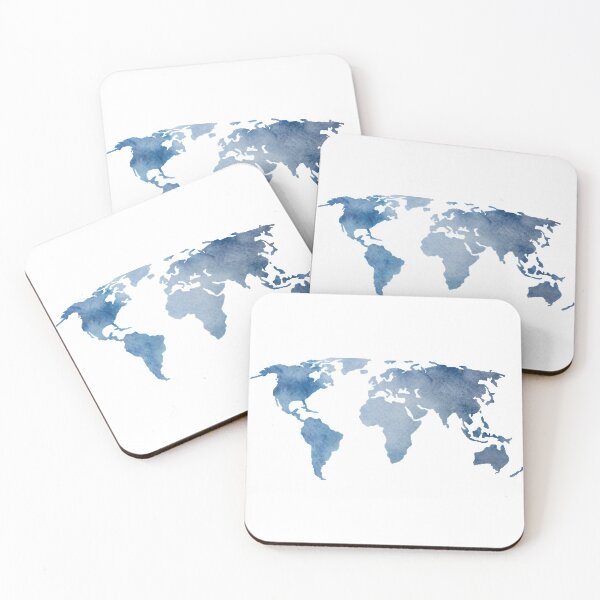 Item preview, Blue Watercolor World Map designed and sold by NelBo.