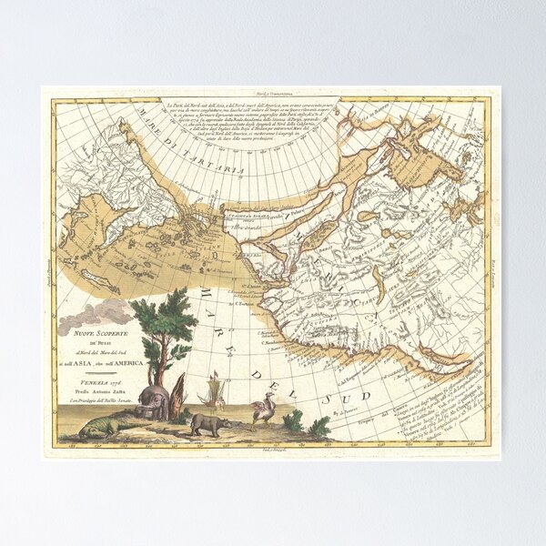 Item preview, Vintage Western North America & Pacific Ocean Map designed and sold by BravuraMedia.