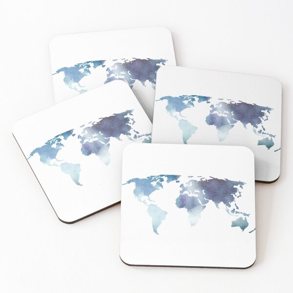 Item preview, Purple Blue Watercolor World Map designed and sold by NelBo.