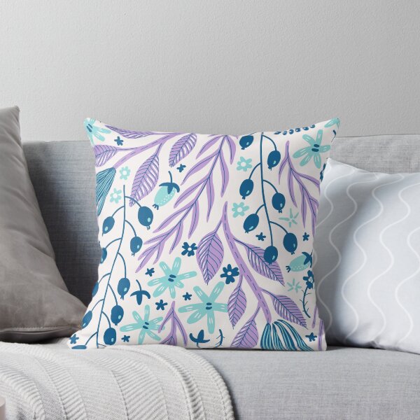 Item preview, Blue and purple leaves on White background - Pattern designed and sold by saraahs.