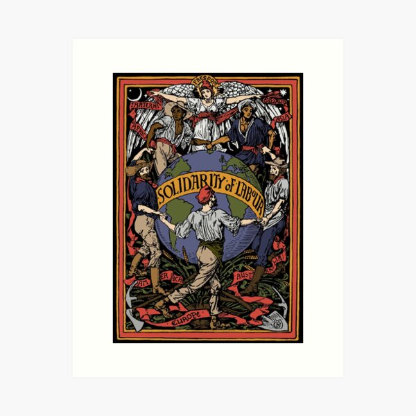 Aperçu de l'œuvre Solidarité du travail en couleur - Walter Crane, socialiste, propagande, gauchiste, communiste créée et vendue par SpaceDogLaika.