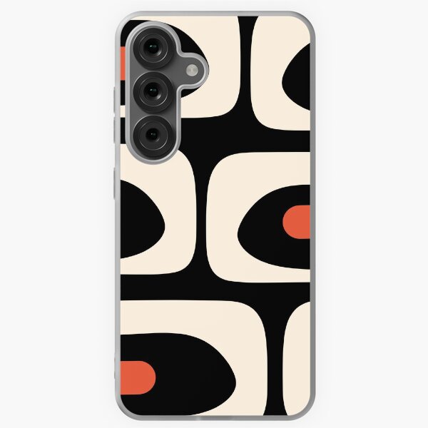 Item preview, Motif abstrait de piquet moderne du milieu du siècle noir, orange et crème d'amande designed and sold by kierkegaard.