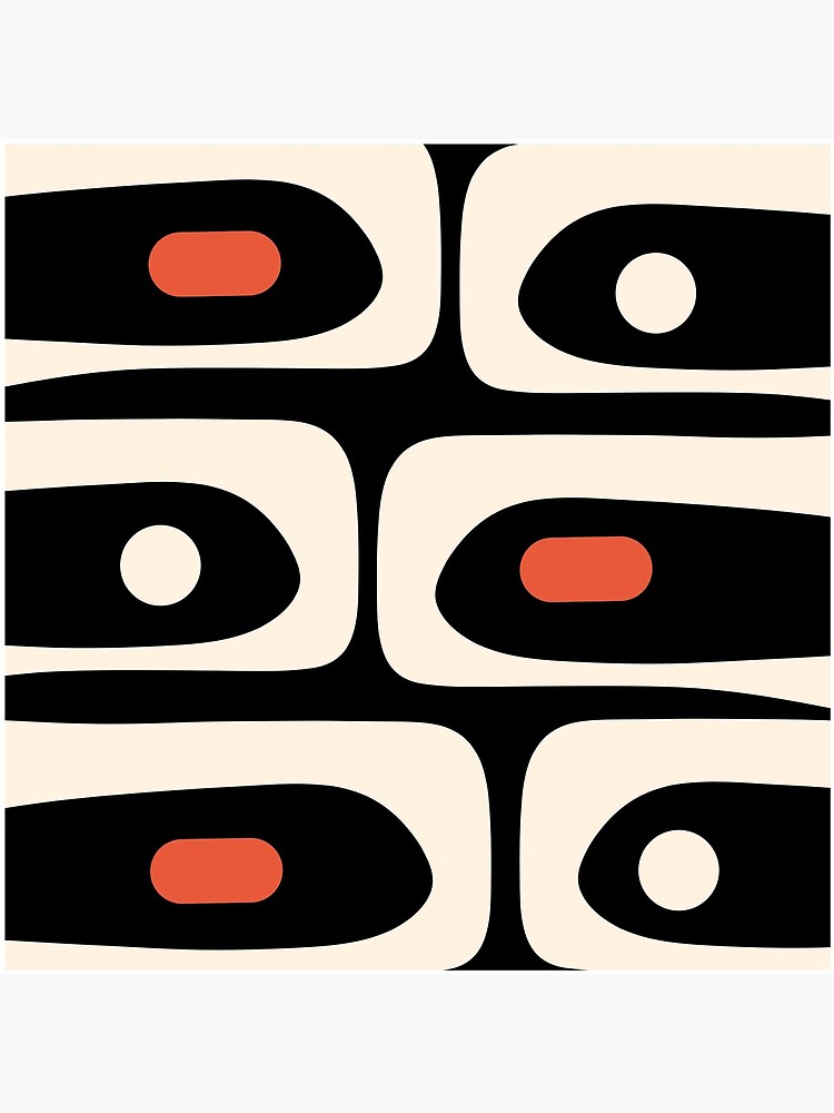 Thumbnail 5 of 5, Coasters (Set of 4), Mid Century Modern Piquet Abstract Pattern Black, Orange, and Almond Cream designed and sold by kierkegaard.